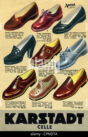 Pubblicità, moda, Karstadt, celle, prospetto scarpe, Germania, circa 1953, diritti aggiuntivi-clearences-non disponibile Foto Stock