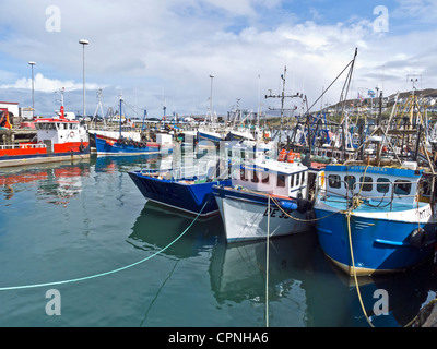 Barche da pesca ormeggiate nel porto di Mallaig nella piccola cittadina di Mallaig sulla costa ovest della Scozia Highland Foto Stock