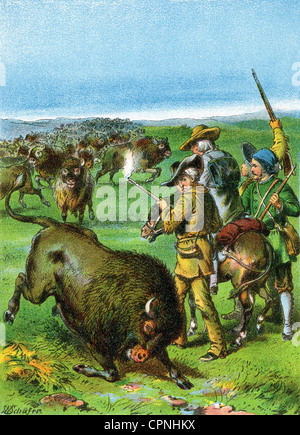 Caccia, caccia alle grandi partite, caccia ai bufali, caccia alle mandrie di bufali e cacciatori, circa 1780, USA, 1886, bufali, cacciatore di bufali, bisonti americani, bisonti, mandrie di bisonti, cacciatore, trapper, cacciatori, sparare, sparare, sterminare, sterminare, prateria, America, americano, mandrie, mandrie, caccia alle grandi partite, caccia, caccia, caccia, caccia, caccia all'ovest, caccia, caccia all'animale, caccia, caccia all'ovest, caccia, caccia, caccia all'ovest Animali, storico, storico, 19 ° secolo, 18 ° secolo, persone, diritti aggiuntivi-clearences-non disponibili Foto Stock