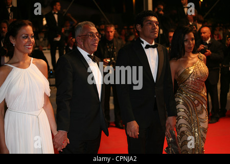 Attrice egiziane Menna Shalaby, regista egiziano Yousry Nasrallah, Bassem Samra, Nahed El Sebaï, al festival di pellicola di Cannes Foto Stock