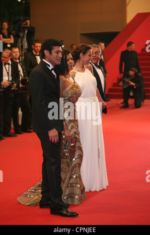 Bassem Samra, Nahed El Sebaï, egiziano attrice Menna Shalaby, regista egiziano Yousry Nasrallah, al festival di pellicola di Cannes Foto Stock