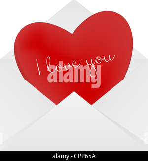 Cuore in busta a lunga distanza in concetto di relazione Foto Stock