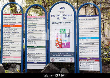 Hospital Directory Board, Regno Unito. Foto Stock