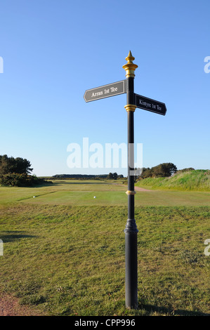 Indicazione le indicazioni per tee off su aree Turnberry Golf corsi. Foto Stock