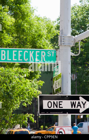 Iconico Bleeker Street segno nel Greenwich Village di New York City Manhattan Foto Stock