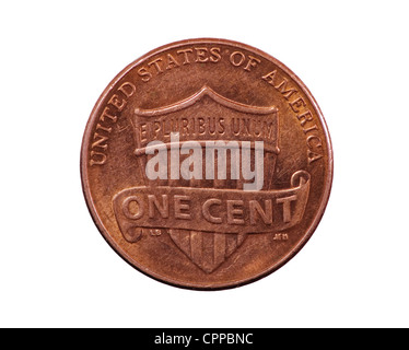 Stati Uniti penny coin retromarcia con unione design dello schermo Foto Stock