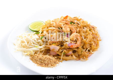 Il cibo thai Pad Thai , STIR FRY tagliatelle con gamberetti Foto Stock