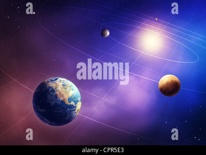 Quattro interna del sistema solare pianeti (elementi di questa immagine fornita dalla NASA- earthmap http://visibleearth.nasa.gov) Foto Stock