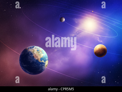 Quattro interna del sistema solare pianeti (elementi di questa immagine fornita dalla NASA- earthmap http://visibleearth.nasa.gov) Foto Stock