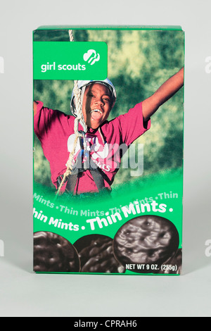 Una scatola di caramelle sottile Girl Scout cookie. Foto Stock