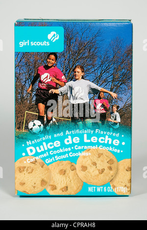 Una scatola di dulce de leche Girl Scout cookie. Foto Stock