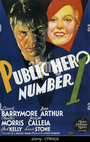 Pubblica numero di eroe Un Poster per 1935 MGM film con Lionel Barrymore e Jean Arthur Foto Stock