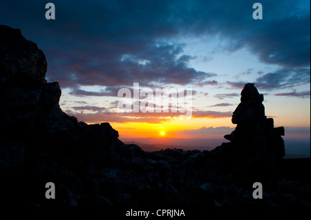 Tramonto sulla Stiperstones hills, Shropshire, Inghilterra Foto Stock