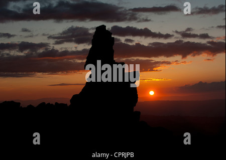 Tramonto sulla Stiperstones hills, Shropshire, Inghilterra Foto Stock