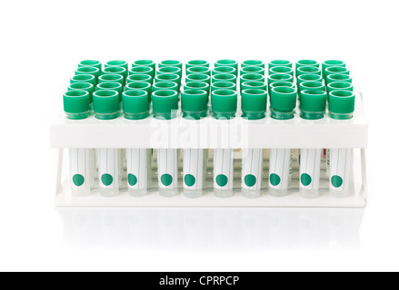 Cassetta con provette per test di laboratorio Foto Stock