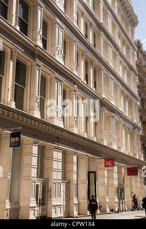 Facciate di edifici, cosìHo-Cast ferro quartiere storico, NYC Foto Stock