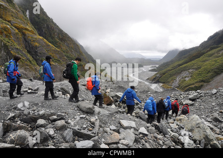 Gruppo di turisti sul Ghiacciaio Franz Josef costa ovest di Isola del Sud della Nuova Zelanda Foto Stock