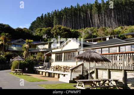 A resort Lochmara Lodge vicino alla città di su Picton Marlborough Sounds. Nuova Zelanda Foto Stock