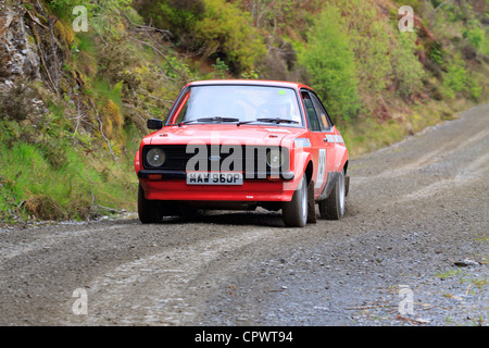 Una vettura da rally a pianure rally 2012 (Gartheiniog stadio). Foto Stock