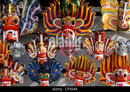 Legno intagliato maschere di danza di Sri Lanka Foto Stock