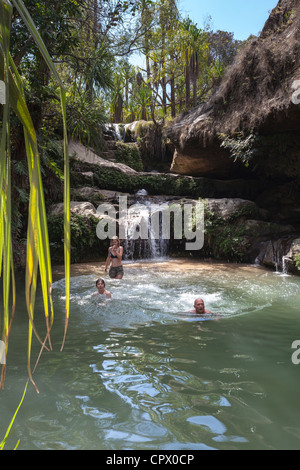 Oasis rock pool, Isalo National Park, Ihorombe Regione del Madagascar. Foto Stock