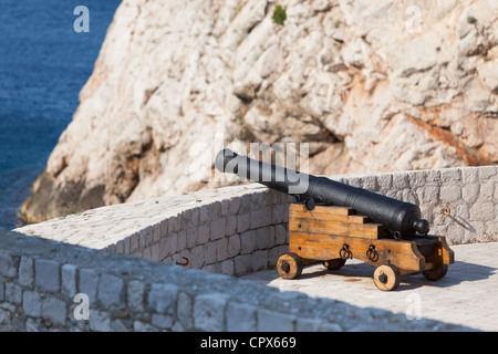 Posizione difensiva sulle mura di Dubrovnik. Foto Stock