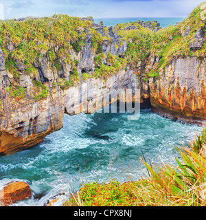 Punakaki Pancake Rocks in Paparoa National Park Foto Stock