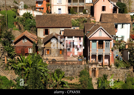 Madagascar, regione di Analamanga, Antananarivo (Tananarive o Tana), il quartiere storico di Andahalo sull'altezza della città Foto Stock