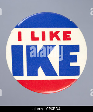 Anni Cinquanta campagna presidenziale statunitense pulsante per Dwight D. Eisenhower Foto Stock