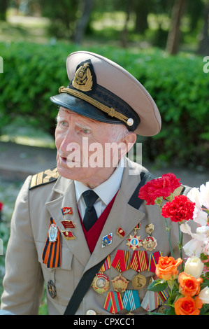 Il veterano della Seconda Guerra Mondiale, il 9 maggio, Odessa, Ucraina, Europa orientale Foto Stock