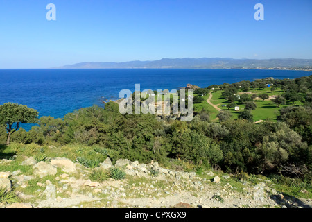 Vista della baia di Chrysochous dalle colline della penisola di Akamas Foto Stock