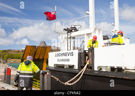 Il Caledonian Macbrayne traghetti, Loch Nevis, i servizi a cui l'isola di Eigg da Mallaig, Foto Stock