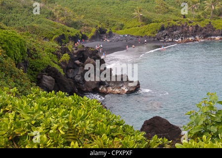 Vista di Waianapanapa State Park a Maui, Hawaii. Foto Stock