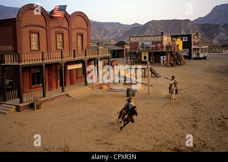 Spagna, Andalusia, il deserto Tabernas, Mini-Hollywood, villaggio di West interamente costruita per il film c'era una volta il West Foto Stock