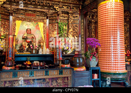 Taiwan, Taipei, Pao un (Bao An) tempio taoista, altare Foto Stock