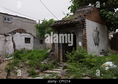 Casa per demolizione negli hutong di Pechino CINA Foto Stock