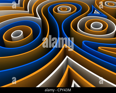 Abstract 3D render di figure colorate Foto Stock