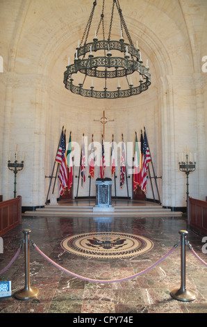 Vista interna del Memorial Chapel in American Meuse Argonne cimitero, Romagne-sous-Montfaucon (Mosa), Francia Foto Stock