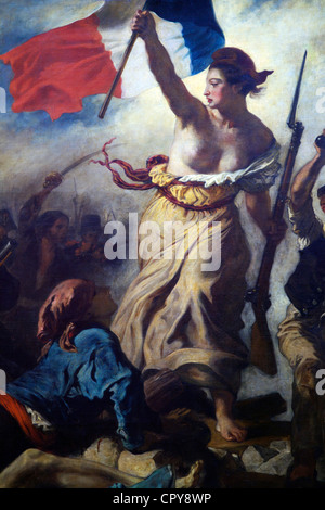 Dettaglio della libertà guida il popolo, 28 luglio 1830, Da Eugène Delacroix, 1831, il Musee du Louvre, Parigi, Francia, Europa Foto Stock