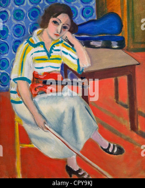 Donna con violino, da Henri Matisse, 1921-23, il Musee de L'Orangerie Museum, Parigi, Francia, Europa Foto Stock