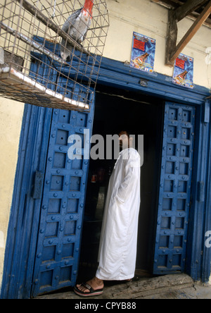 Tanzania arcipelago di Zanzibar isola di Unguja Zanzibar Stonetown elencati come patrimonio mondiale dall' UNESCO l uomo nella parte anteriore dei tradizionali Foto Stock