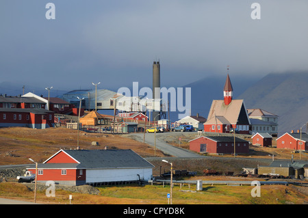 Norvegia Isole Svalbard (Spitzbergen), Longyearbyen è considerato come il più del Nord-Ovest città del mondo Foto Stock