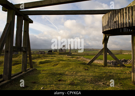 Gazza miniera e funzionamento di un ex miniera di piombo nei pressi del villaggio di Sheldon Derbyshire Peak District Inghilterra, Regno Unito Foto Stock