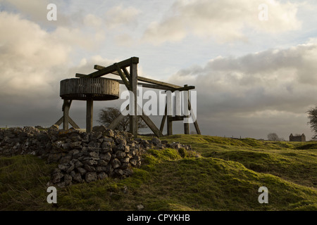 Gazza miniera e funzionamento di un ex miniera di piombo nei pressi del villaggio di Sheldon Derbyshire Peak District Inghilterra, Regno Unito Foto Stock