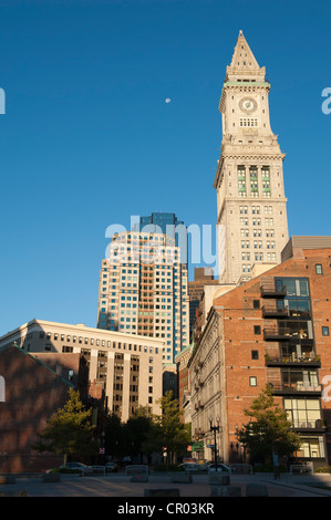 Torre alta, Custom House Torre, Marriott Custom House Hotel, il quartiere finanziario di Boston, Massachusetts, New England, STATI UNITI D'AMERICA Foto Stock