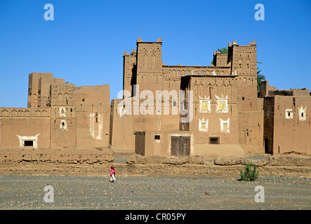 Il Marocco, Alto Atlante, Dades Valley, Skoura oasi vicino a Ouarzazate, Amerhidil Kasbah Foto Stock