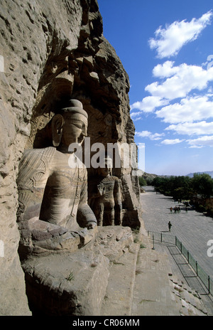 La Cina, nella provincia di Shanxi, Datong, le Grotte di Yungang, elencati come patrimonio mondiale dell UNESCO Foto Stock