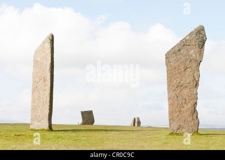 Il comitato permanente delle pietre di Stenness sulle isole di Orkney Foto Stock