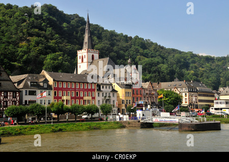 Townscape di St. Goar sul fiume Reno, Renania-Palatinato, Germania, Europa Foto Stock