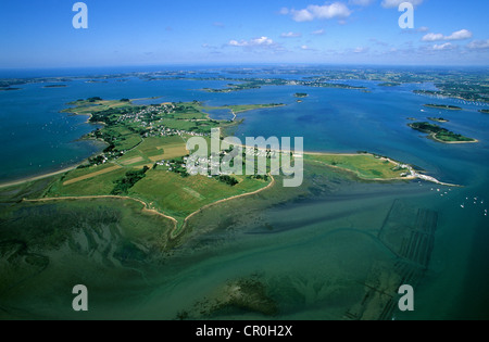 Francia, Morbihan, il Golfo di Morbihan, Ile d'Arz (vista aerea) Foto Stock